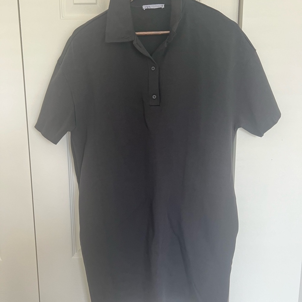 Zara Black Polo Shirt Classic Short-Sleeve Design size M